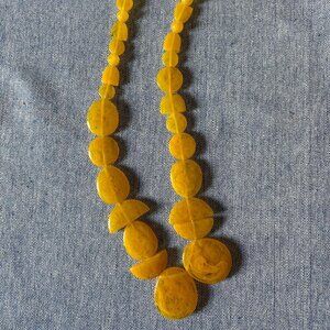 Pull & Bear Boho Beaded Necklace Chunky Yellow Gold